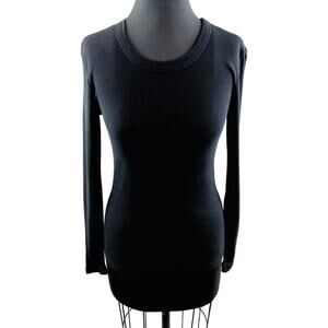 Standard JAMES PERSE Black Long Sleeve Ribbed Top Cotton Round Neck Size 2